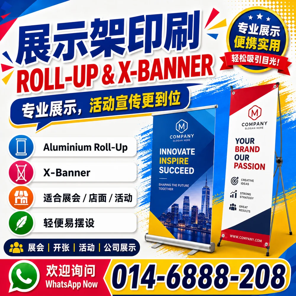 Roll-up bunting and X-banner printing Johor Bahru